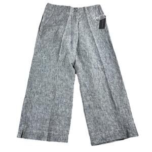 New Madison Studio Linen Boho Pants Gray Wide Leg High Waisted Size 4 Lagenlook